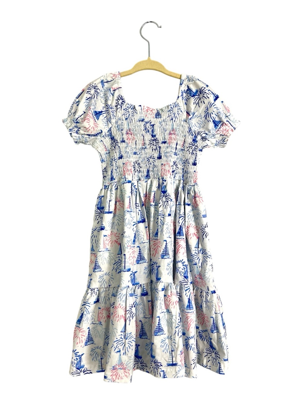 Sweet Honey Dress Fireworks Red White and Blue Puff Sleeve size 6 new
